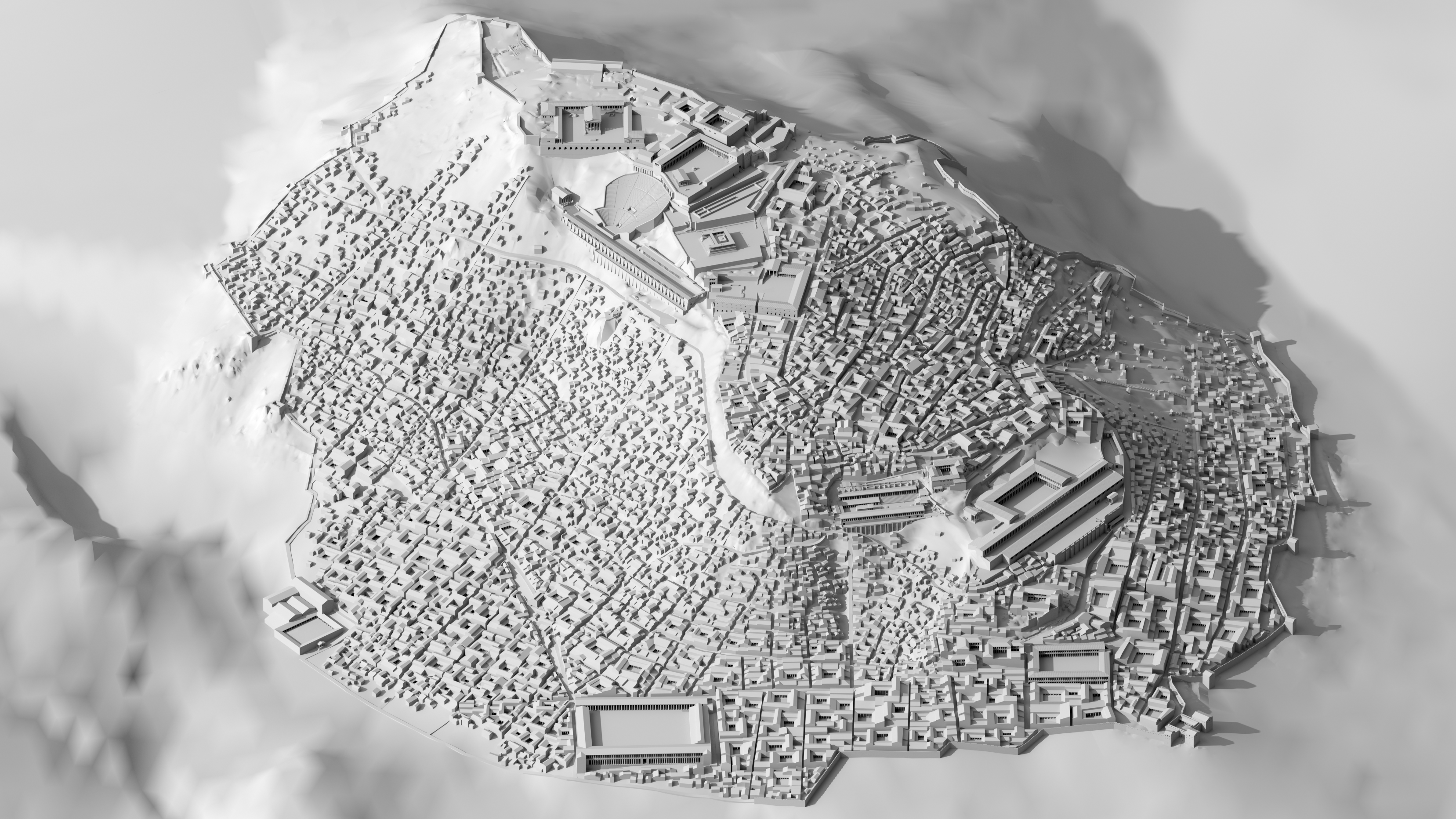 Pergamon şehir tepesi M. S. 2. yüzyıl. 3D-Görselleştirme (D. Lengyel – BTU Cottbus and DAI-Pergamongrabung)